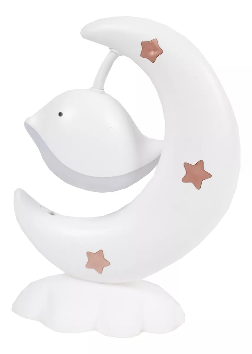 Lampara Luna Con Pajarito White LED Lamp